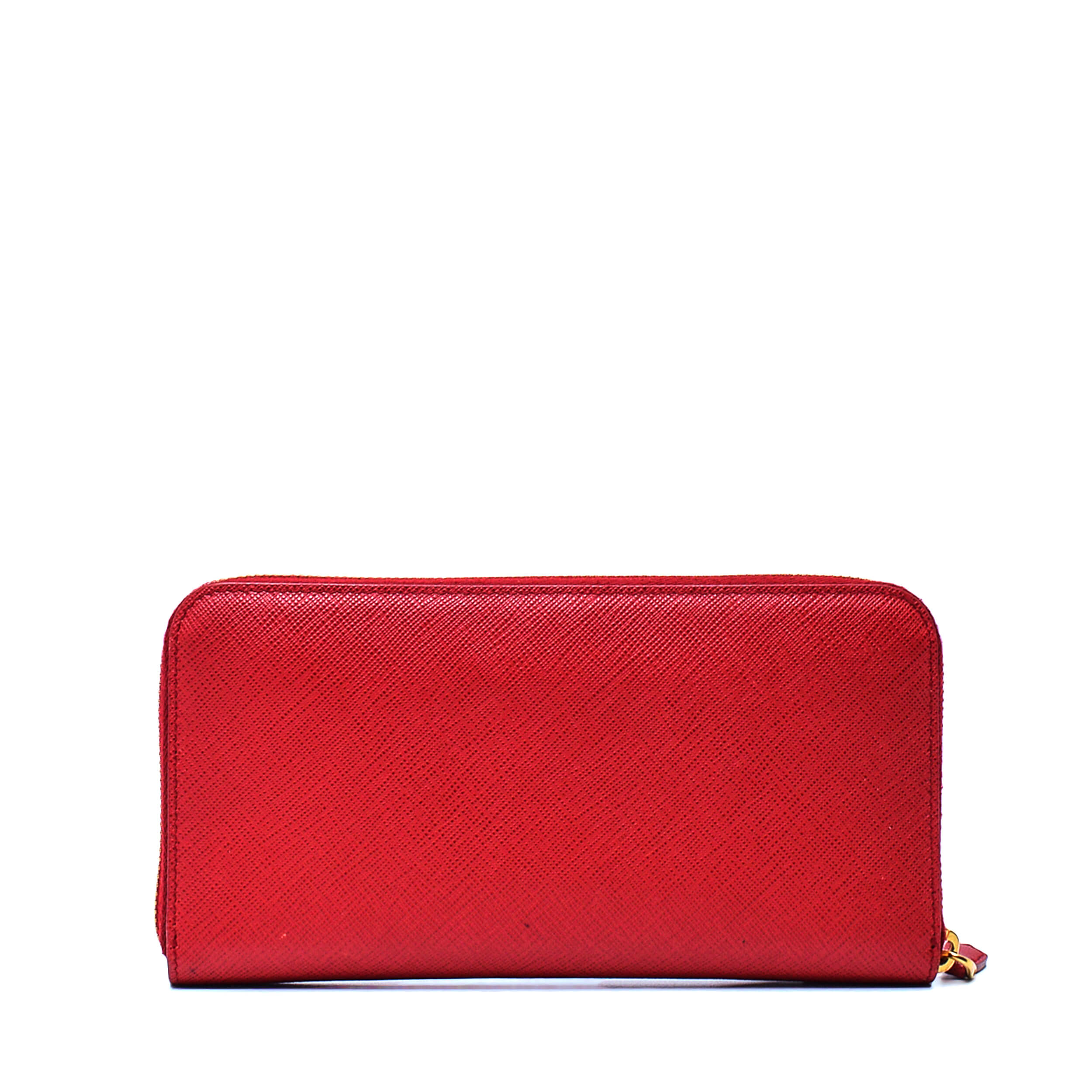 Prada - Red Saffiano Leather Zip Wallet